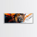 Vibrant Lion Abstract Framed Canvas Print, Lion Wall Art, Colorful Painting, Rustic Wall Art, Gift Idea, Above Couch Art, Living Room Decor