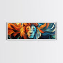 Bold Lion Profile Canvas Print, Whimsical Wall Art, Rustic Decor, Bedroom Art, Living Room Art, Vibrant Painting, Gift Idea
