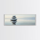 Zen Inspired Framed Canvas Print Minimalist Art Stacked Stones Calming Wabi Sabi Style Living Room Decor Neutral Wall Art