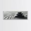 Coastal Harmony Framed Canvas Print Tranquil Pebbles Zen Reflection Nautical Decor Above Couch Living Room Wall Art