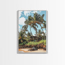 Tropical Beach House Canvas Print – Hawaii Art Coastal Landscape, Rustic Nautical Decor, Seaside Living Room Framed Wall Art