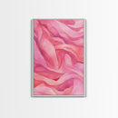Flowing Abstract Pink Wave Art Framed Canvas Print | Feminine and Minimalist Bedroom or Living Room Aesthetic | Whimsical Art Decor