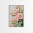 Soft and romantic watercolor roses, framed canvas print, rose painting, botanical prints, perfect floral wall art for bedroom or living room