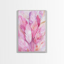 Feather Bouquet Framed Canvas Print, Light Pink Wall Art, Boho Aesthetic Minimalist Art, Bedroom or Office Decor, Romantic Nature Gift Idea