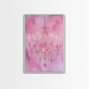 Elegant Pink Chandelier Canvas Print | Romantic Light Wall Art | Rustic Wall Decor | Bedroom Accent | Above Sofa Art | Farmhouse Vibe