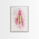 Radiant Pink Lipstick Canvas Print | Feminine Wall Art | Makeup Lover Decor | Modern Minimalist Art | Bathroom Accent | Gift Idea Her