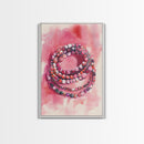 Vibrant gemstone bracelet painting with framed canvas print, gemstone painting, pink abstract art, moody art, living room decor