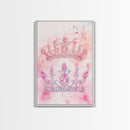Twin jeweled crown painting featuring framed canvas print, whimsical art, light pink wall art, goddess art print, gift idea decor