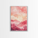 Pink Mountain Sunset Canvas Print, Landscape Painting, Smoky Mountain Art, Pink Orange Wall Art, Bedroom Art, Artistic Decor, Living Room Art