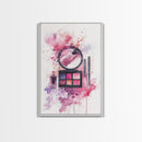 Makeup palette splash art vibrant beauty decor framed canvas print modern girly aesthetic perfect gift idea unique pink abstract art piece