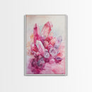 Gemstone Painting Framed Canvas Print Moody Abstract Art in Light Pink Wall Art Bedroom Decor Rustic Aesthetic Living Room Accent