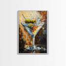 Golden Olive Martini Canvas Print with Rustic Cocktail Art Perfect Kitchen Decor, Espresso Martini Wall Art
