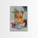 Whiskey Glass Canvas Print | Rustic Bar Kitchen Wall Art | Coastal Decor Martini Painting | Living Room Gift Idea for Him Art Print