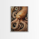 Octopus Tentacles Framed Canvas Print | Coastal Decor Ocean Art | Nautical Wall Art Above Sofa | Whimsical Octopus Painting Artwork