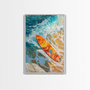 Surfboard Ocean Canvas Print with Coastal Landscape Art and Nautical Beach Decor for Summer Living Room or Bedroom Wall
