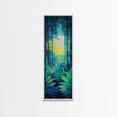 Forest Glow, pine tree art, moody art, landscape painting, above sofa art, gift idea for her, Framed Canvas Print