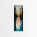 Sunset Reflection, coastal painting, pink orange wall art, lake Tahoe art farmhouse art, Framed Canvas Print, panoramic art