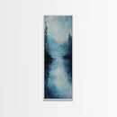 Misty Lake, Moody Landscape, Pine Tree Art, Foggy Forest Painting, Smoky Mountain Art, Christmas, Framed Canvas Print