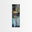 Forest Reflection, Moody Art, Landscape Painting, Pine Tree Art, Wabi Sabi Art, Smoky Mountain Art, Framed Canvas Print, Rustic Wall Art