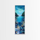 Underwater View, nautical painting, seascape painting, coral reef painting, blue and green wall art, Framed Canvas Print