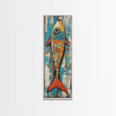 Koi fish painting, colorful fish art, nautical decor, rustic art, coastal cowgirl wall art, tall narrow art, canvas print