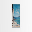 Seaside Cliff, painting morro bay, coastal wall art, framed canvas print, blue and green wall art, landscape painting, boho art