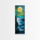 Moon oil painting, seascape painting, nighttime art, mystical wall art, ocean painting, moody art, framed canvas print