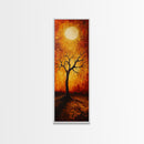 Sunset Tree, moody art, wabi sabi art, pine tree art, autumn painting, framed canvas print, dark romance painting
