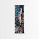 Fish Art, koi fish painting, fly fishing art, trout art, coastal decor, blue and green wall art, Canvas Print, living room art