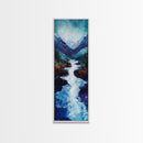 River in Mountains, moody landscape painting, smoky mountain art, rustic wall art, wabi sabi art, framed canvas print