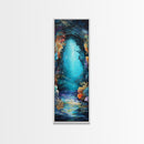 Underwater Cave, ocean painting, nautical wall art, coastal painting, seascape painting, framed canvas print, vertical wall art