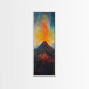 Erupting Volcano, landscape painting, moody art, fiery art, dramatic wall art, southwest wall art, framed canvas print, rustic decor