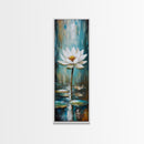 White Lotus, zen wall art, botanical prints, yoga art, teal wall art, sacred geometry wall art, framed canvas print, minimalist art