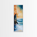 Sunset Cliff, coastal painting, framed canvas print, nautical wall art, seascape painting, landscape painting, ocean art, wall decor