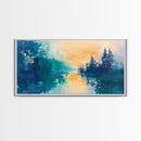 Twilight Reflection, mountain painting, sunset painting, extra wide art, horizontal wall art, Canvas Print, rustic wall art
