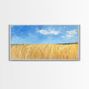 Wheat Field, landscape painting, farmhouse art, rustic wall art, extra wide art, bedroom art, framed canvas print, gift idea
