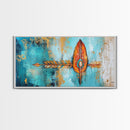Tribal Arrow, Framed Canvas Print, geometric wall art, teal wall art, sacred geometry wall art, boho art, extra wide art