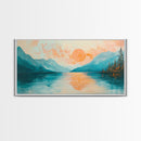 Sunset Lake, lake Tahoe art, framed canvas print, pink orange wall art, horizontal wall art, seascape painting, coastal decor