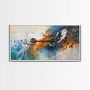 Whimsical art, framed canvas print, extra wide art, rustic wall art, abstract painting, steampunk wall art, eclectic home decor