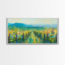 Vineyard Landscape, impressionist painting, framed canvas print, green wall art, farmhouse art, rustic decor, above bed wall art