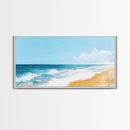 Ocean Beach Painting, seascape painting, coastal wall art, nautical decor, beach house art, panoramic painting, Canvas Print