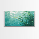 Kelp Forest Art, Coastal Landscape Art, Nautical Wall Art, Framed Canvas Print, Ocean Inspired Artwork, Blue and Green Wall Art