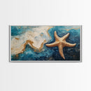 Starfish Painting, Coastal Wall Art, Ocean Art, Framed Canvas Print, Nautical Decor, Beach House Art, Blue and Green Wall Art