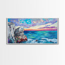 Seascape Painting, Coastal Landscape Art, Ocean Art, Framed Canvas Print, Nautical Wall Art, Living Room Art, Extra Wide Art