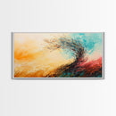 Windy Autumn, Framed Canvas Print, fall wall art, abstract landscape, extra wide painting, panoramic painting, autumn decor