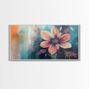 Bright floral, pink orange, Canvas Print, poppy wall art, pink orange wall art, whimsical art, flower painting, above sofa art