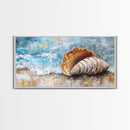 Seashell Art, Coastal Landscape, Nautical Wall Art, Rustic Wall Art, Extra Wide Art, Horizontal Wall Art, Framed Canvas Print, Beach House Decor