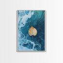 Floating Leaf Painting, Nature Abstract Art, Ocean Inspired Decor, Moody Wall Art, Tranquil Home Decor, Canvas Print