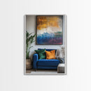 Abstract Color Drip, moody art, pink orange wall art, geometric wall art, bold living room art, Framed Canvas Print