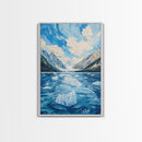 Glacial Lake View, lake Tahoe art, blue and green wall art, panoramic painting, framed canvas print, nature art, above couch art
